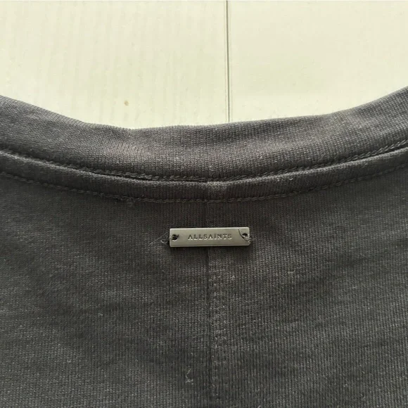 All Saints Rouched Short Sleeve Top In Black Size S - Picture 3 of 7